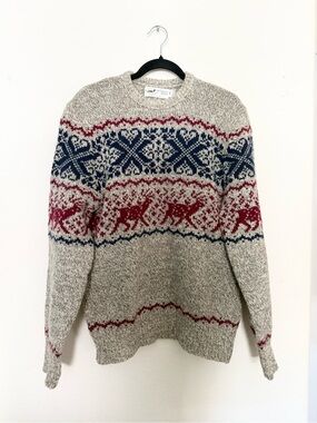 🦌 vintage 80s/90s nordic reindeer print sweater
